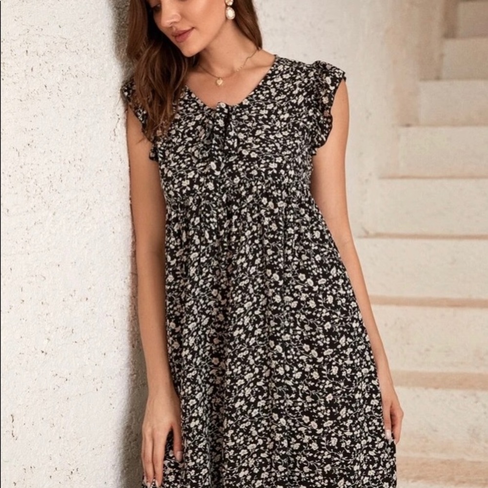 Shein Black Print Dress XL NWOT - Picture 2 of 5